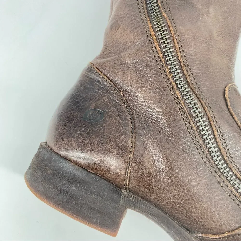 Born Women’s Dark Brown Leather Full Zip Riding Boots‎ Size 6 flannel lined